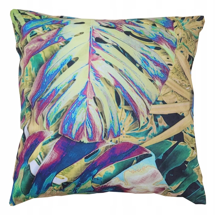 Perna decorative, Family Meble, Fata de perna 100% poliester, Umplutura din spuma, Decorativ, Fata de perna detasabila, Dimensiuni 45 x 45 cm, Violet/galben