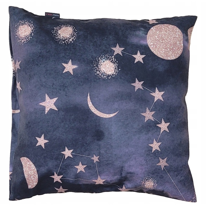 Perna decorative, Family Meble, Fata de perna 100% poliester, Umplutura din spuma, Decorativ, Fata de perna detasabila, Dimensiuni 45 x 45 cm, Albastru/roz