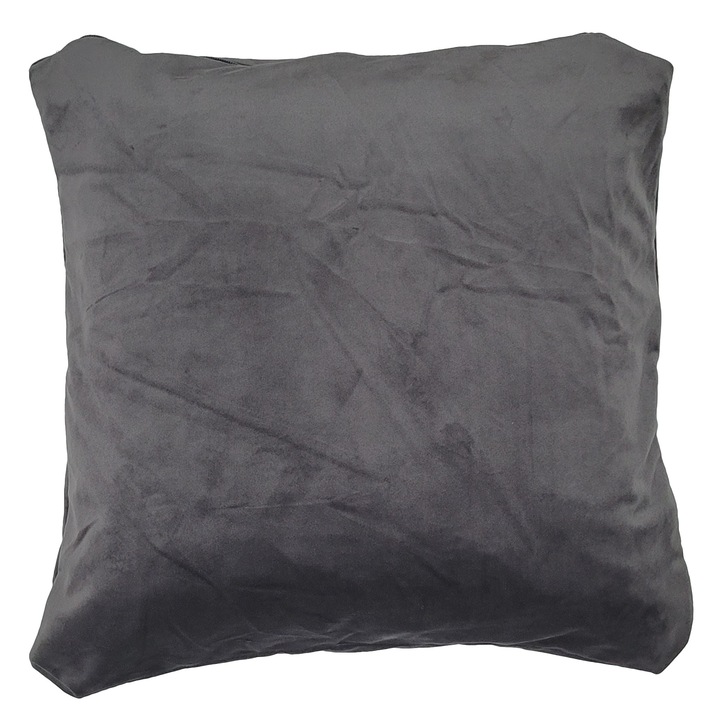 Perna decorative, Family Meble, Fata de perna 100% poliester, Umplutura din spuma, Decorativ, Fata de perna detasabila, Dimensiuni 45 x 45 cm, Grafit