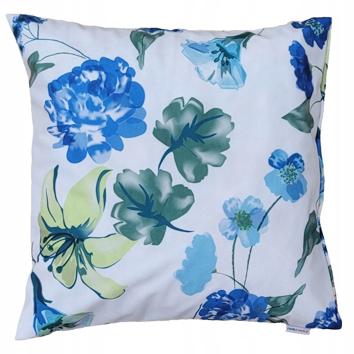 Perna decorative, Family Meble, Fata de perna 100% poliester, Umplutura din spuma, Decorativ, Fata de perna detasabila, Dimensiuni 45 x 45 cm, Gri deschis/albastru