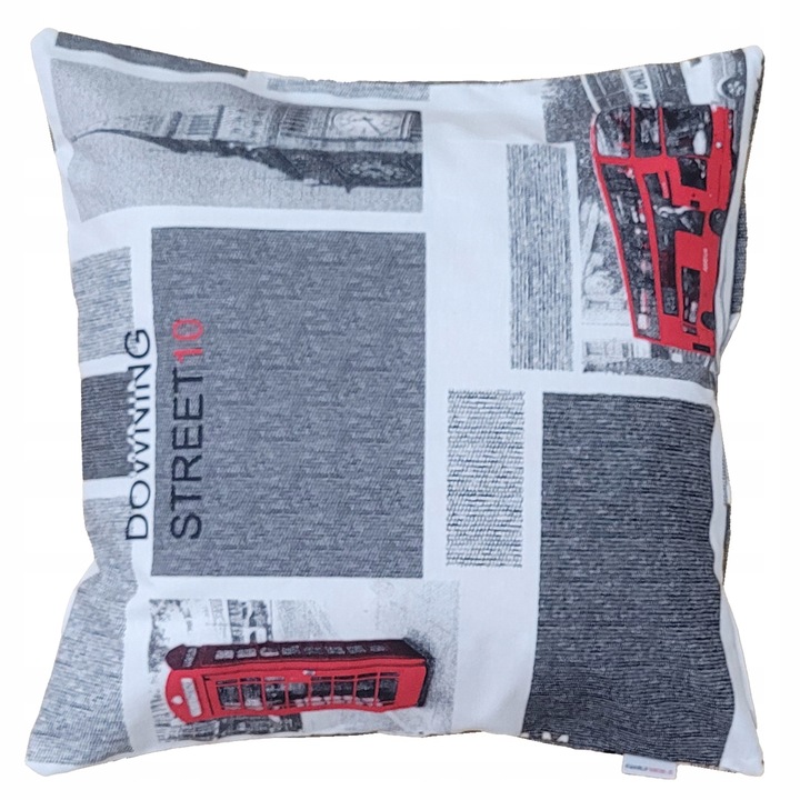 Perna decorative, Family Meble, Fata de perna 100% poliester, Umplutura din spuma, Decorativ, Fata de perna detasabila, Dimensiuni 45 x 45 cm, Gri/rosu