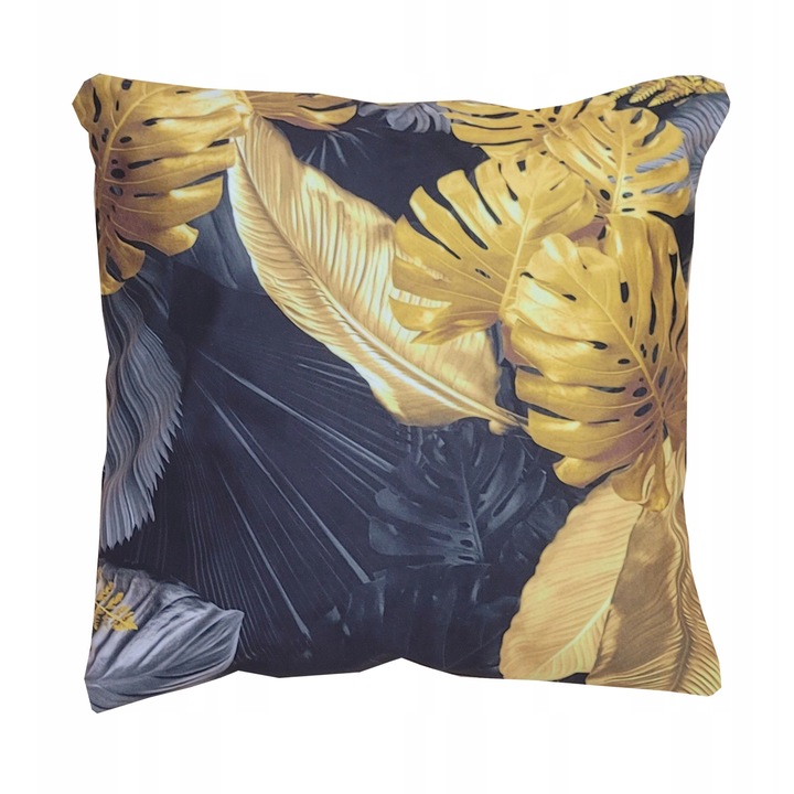 Perna decorative, Family Meble, Fata de perna 100% poliester, Umplutura din spuma, Decorativ, Fata de perna detasabila, Dimensiuni 45 x 45 cm, Gri inchis/dor