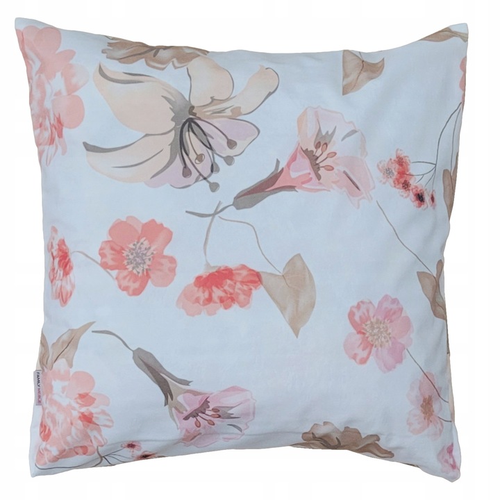 Perna decorative, Family Meble, Fata de perna 100% poliester, Umplutura din spuma, Decorativ, Fata de perna detasabila, Dimensiuni 45 x 45 cm, Alb/roz
