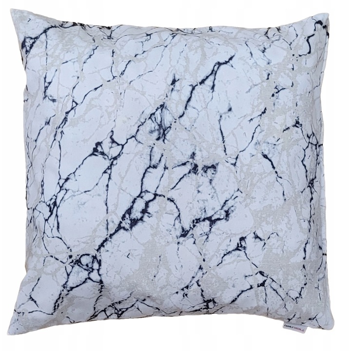 Perna decorative, Family Meble, Fata de perna 100% poliester, Umplutura din spuma, Decorativ, Fata de perna detasabila, Dimensiuni 45 x 45 cm, Alb/gri