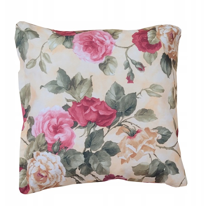 Perna decorative, Family Meble, Fata de perna 100% poliester, Umplutura din spuma, Decorativ, Fata de perna detasabila, Dimensiuni 45 x 45 cm, Bej/roz