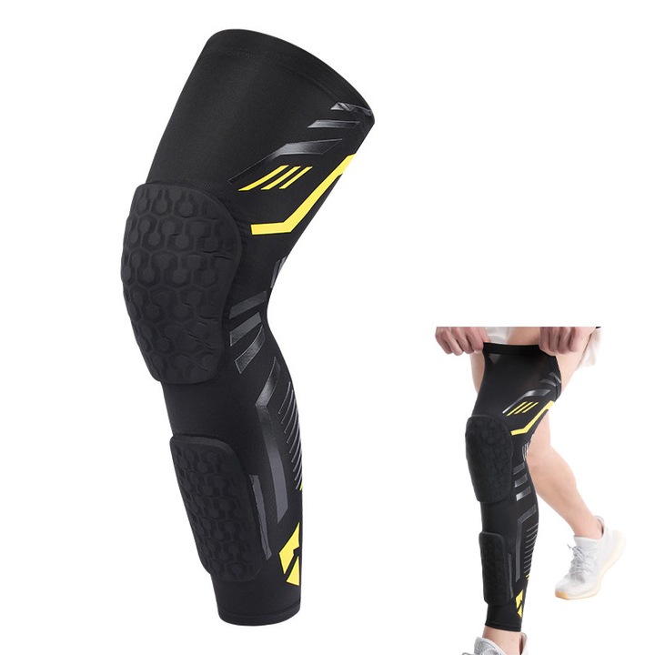 Protectii pentru genunchi, Dimensiune L (55-67.5kg), lungime 54cm, reducere a presiunii, absorbant de socuri, respirabil, uscare rapida, potrivit pentru baschet, fotbal, ciclism, alergare, fitness si protectie zilnica