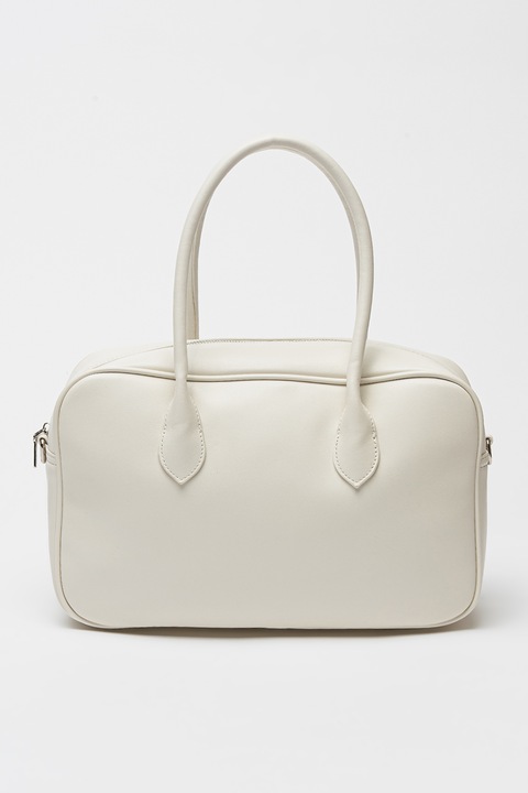 KEDDO, Geanta messenger de piele ecologica cu bareta detasabila, Alb murdar