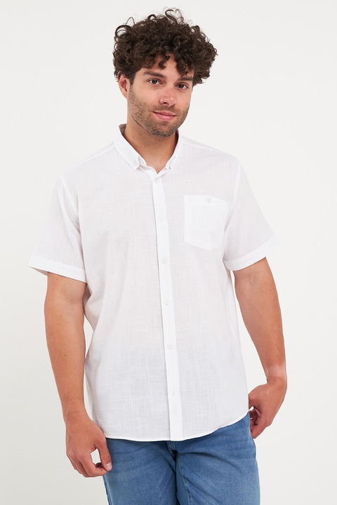 KVL by KENVELO, Camasa de bumbac cu guler fixat cu nasturi, Alb