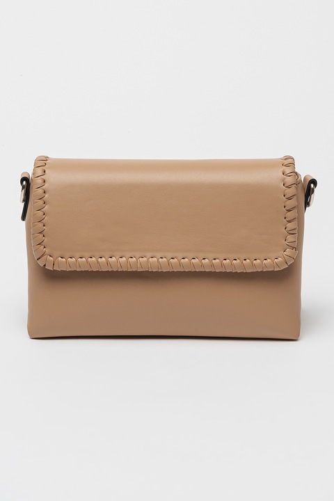 KEDDO, Fedőlapos műbőr táska levehető keresztpánttal, Sötétbézs