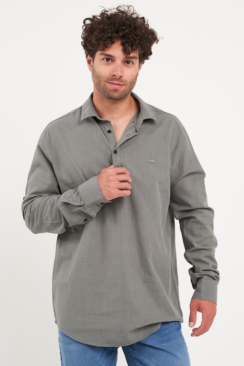 TIMEOUT, Camasa-tunica de bumbac cu guler amplu, Gri