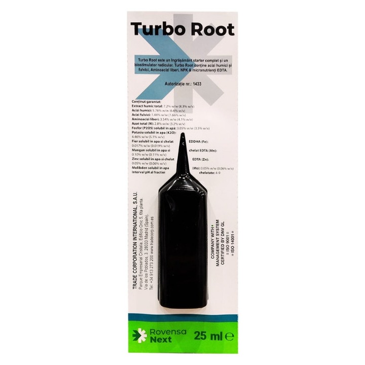 Biostimulator Radicular Rovensa Next Turbo Root 25 ml, pentru legume și cereale, concentrat de fosfor și potasiu