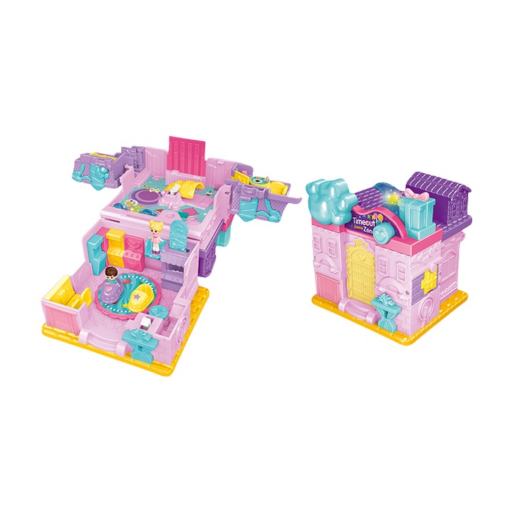 Jucarie interactiva Copii, casuta de joaca, muzica si lumina, pliere 3D, joc de rol, potrivita pentru fete peste 3 ani, roz