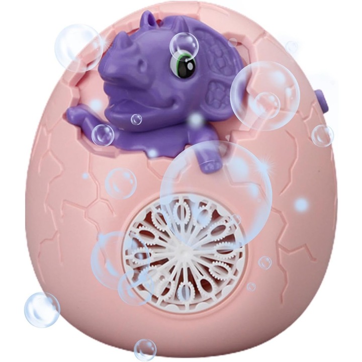 Интерактивна играчка динозавър, Електрическа машина за сапунени мехури, За деца, Лилава, с осветление и звуци, 130 мм, Dalimag