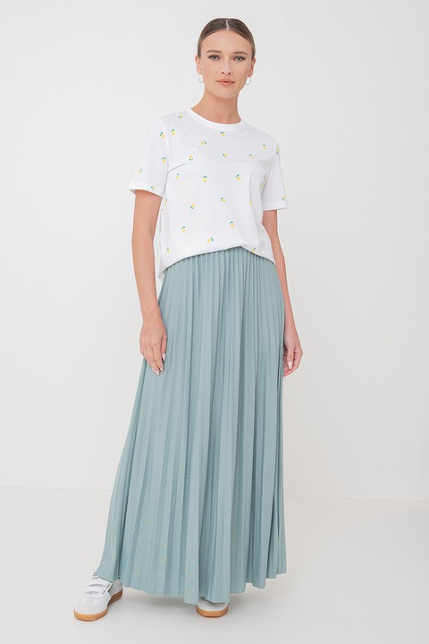 Vero Moda, Памучна тениска, Бял/Жълт