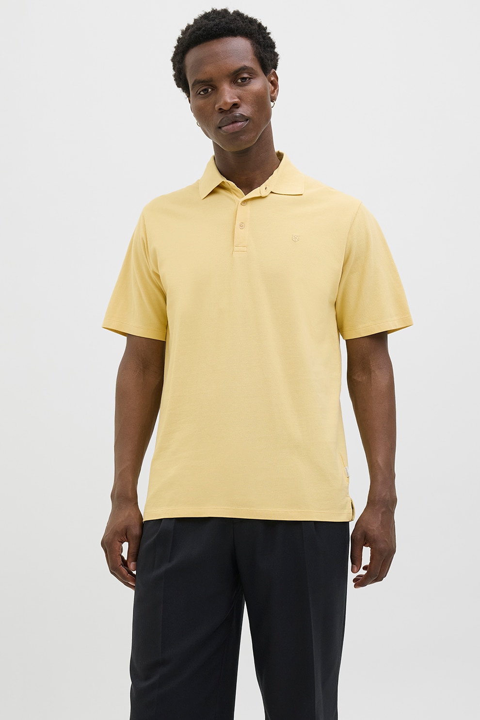 Jack & Jones, Tricou polo din material pique William, Gri deschis, L