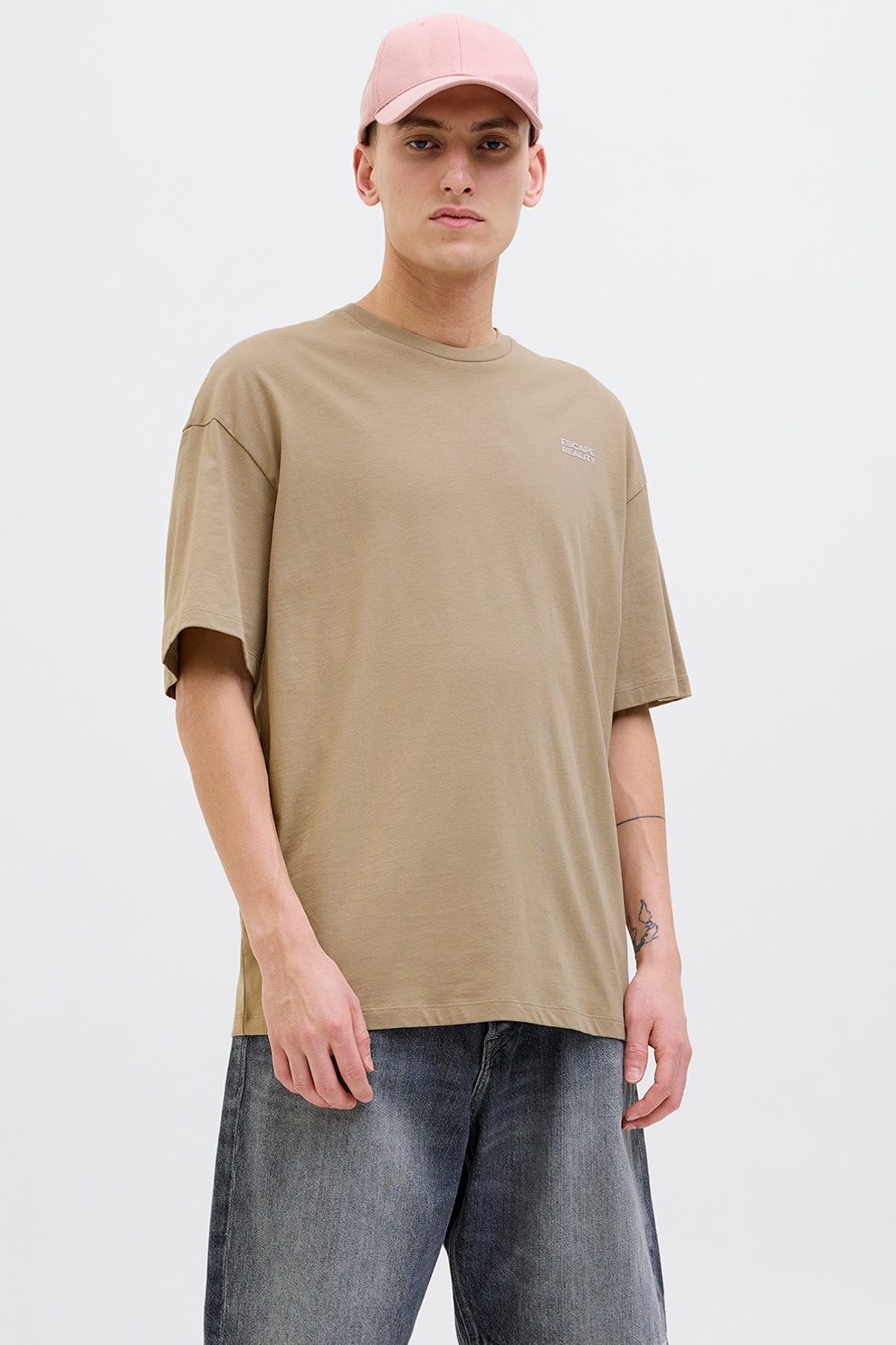 Jack & Jones, Tricou cu imprimeu pe partea din spate, Camel, L