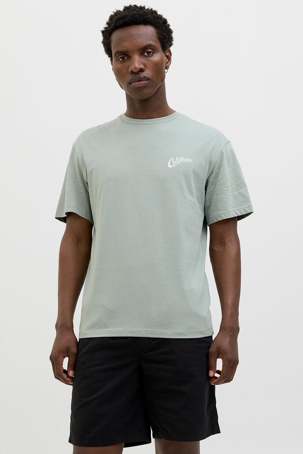 Jack & Jones, Tricou cu imprimeu pe partea din spate, Verde deschis, S