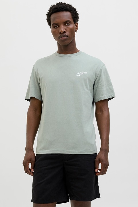 Jack & Jones, Tricou cu imprimeu pe partea din spate, Verde deschis, S