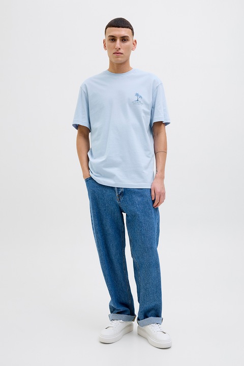 Jack & Jones, Mintás pamutpóló, Világoskék