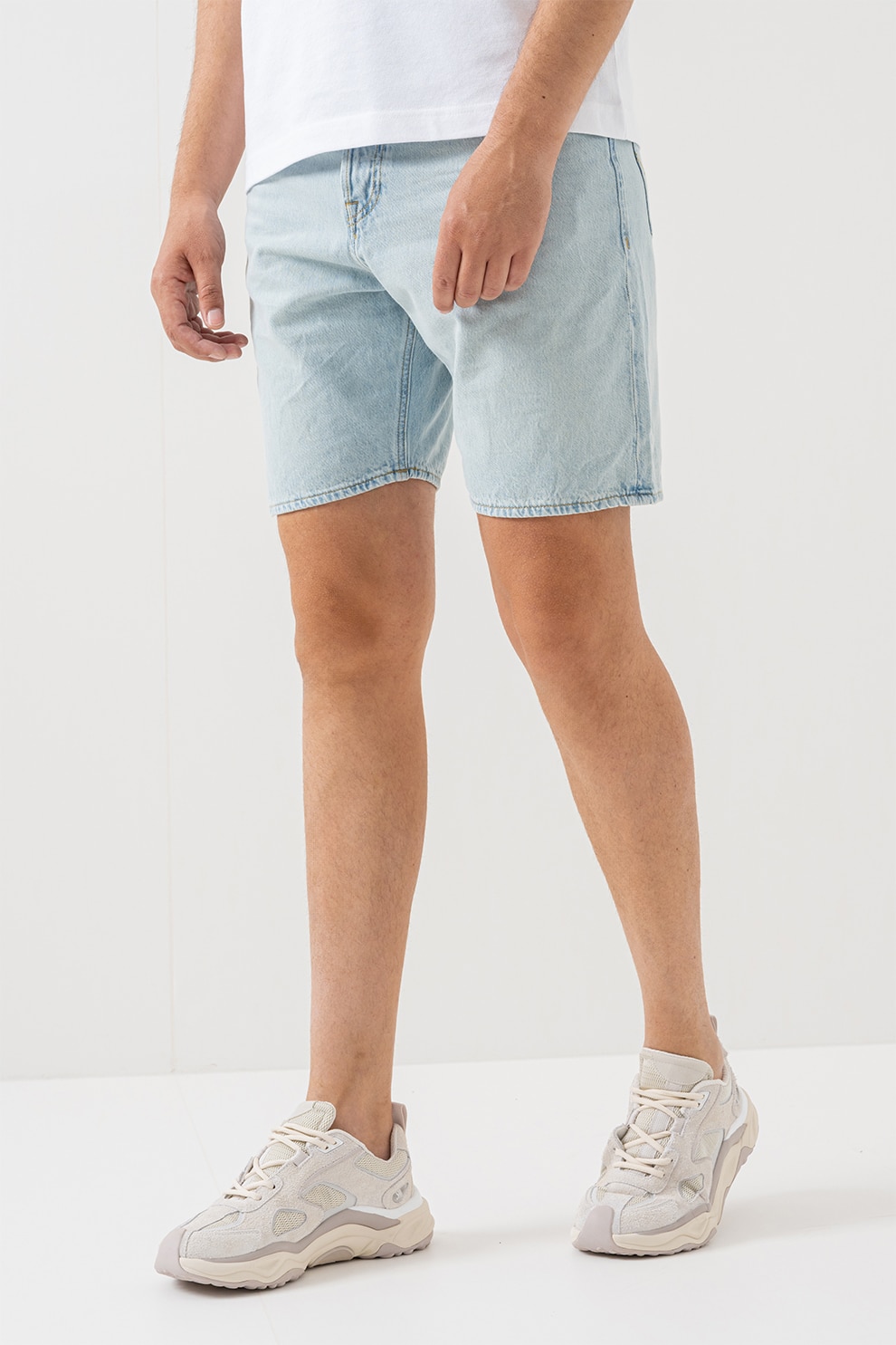 Jack & Jones, Blugi scurti cu talie medie si model cu 5 buzunare, Albastru deschis, L