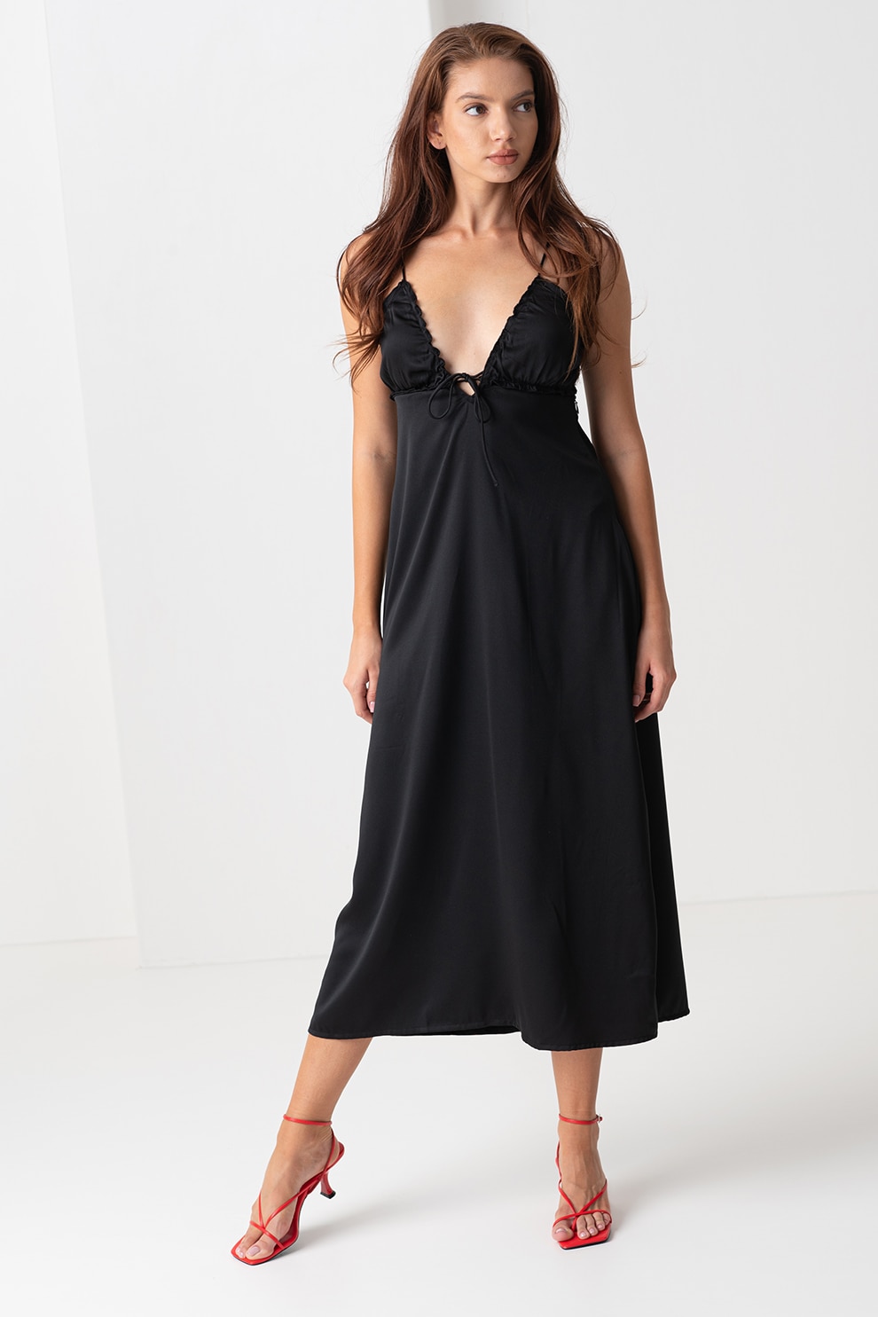 Only, Rochie midi cu decupaj pe partea din spate, Negru, S