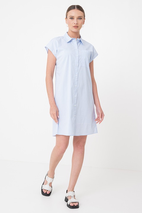 JdY, Rochie-camasa din amestec de bumbac, Albastru pastel, S