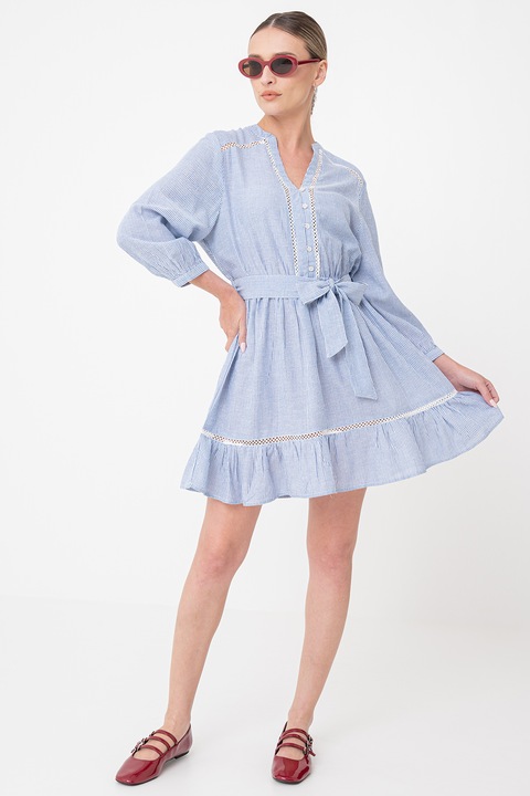 Only, Рокля с шпиц и райе, Бял/Тъмносин