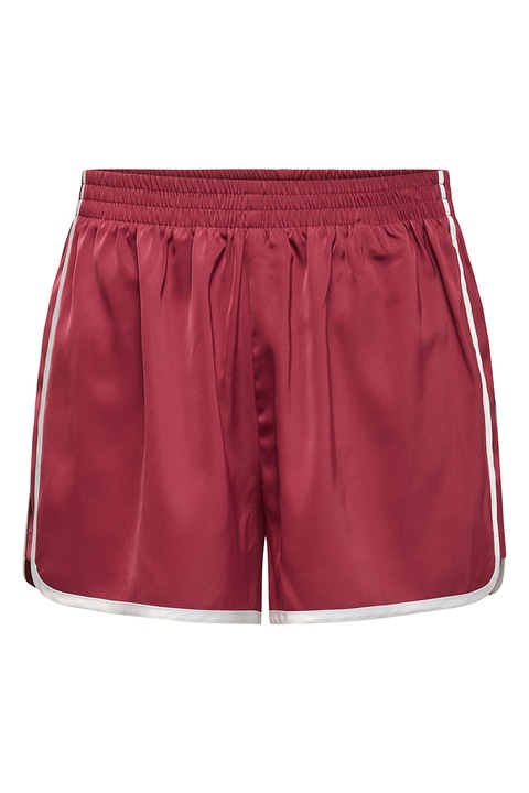 Only, Pantaloni scurti cu talie elastica, Alb/Visiniu
