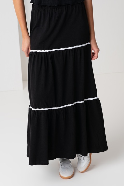 JdY, Fusta lunga din amestec de bumbac, Negru, S