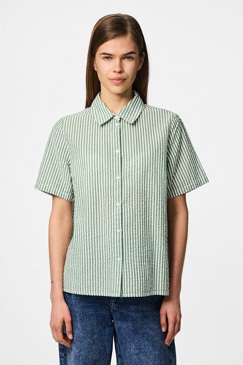 Pieces, Bő fazonú csíkos pamuting, Halványzöld