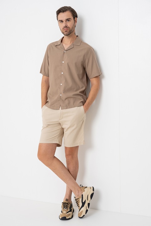 Only & Sons, Camasa din bumbac si modal cu model uni, Maro taupe