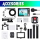 Camera de actiune, 4K 30fps Ultra HD, rezistenta la apa pana la 30m (100ft), camera subacvatica, WiFi, unghi ultra-larg 70°-170°, telecomanda, 2 baterii si kit de accesorii pentru casca