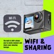 Camera de actiune, 4K 30fps Ultra HD, rezistenta la apa pana la 30m (100ft), camera subacvatica, WiFi, unghi ultra-larg 70°-170°, telecomanda, 2 baterii si kit de accesorii pentru casca