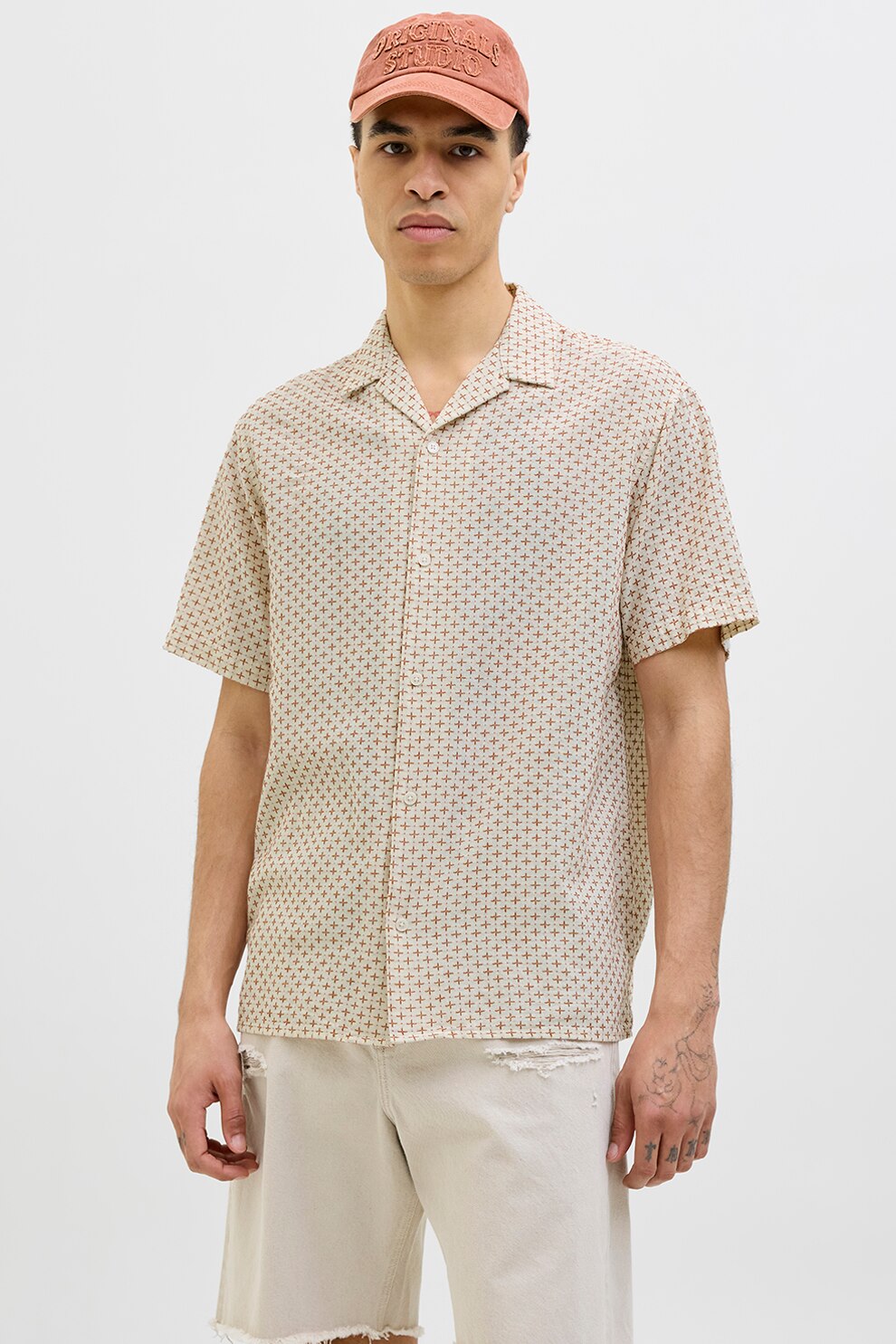 Jack & Jones, Camasa cu cusaturi decorative, Bej deschis, M