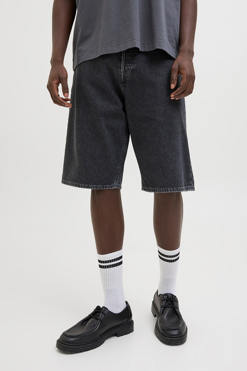 Jack & Jones, Bermude din denim, Gri antracit, L