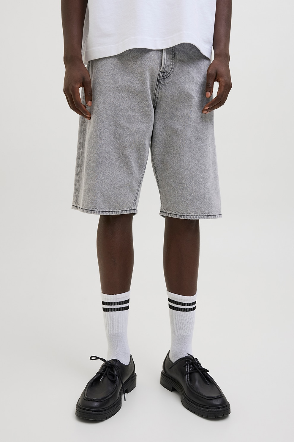 Jack & Jones, Bermude din denim, Gri deschis, L