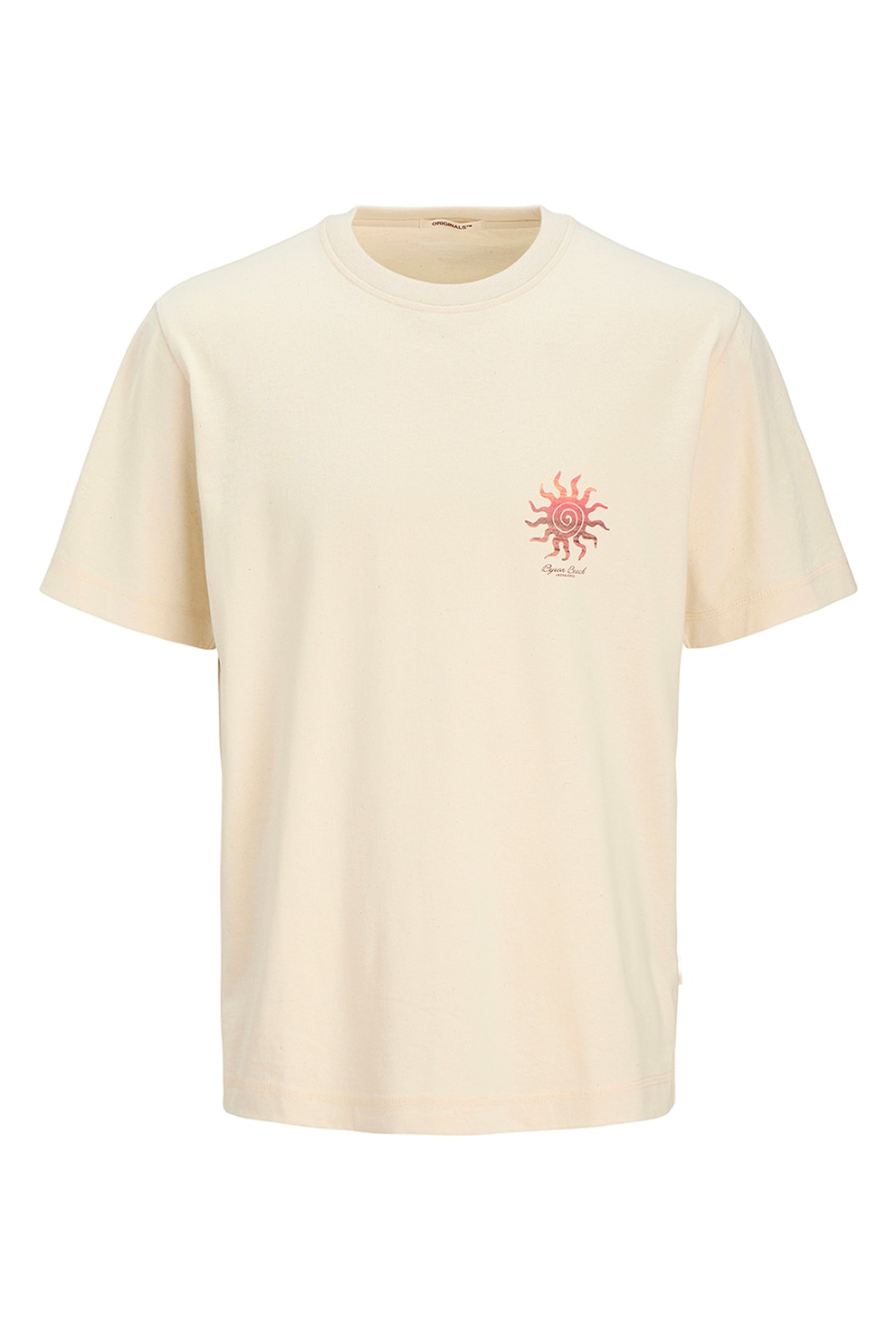 Jack & Jones, Tricou de bumbac cu imprimeu, Alb fildes, 116 CM