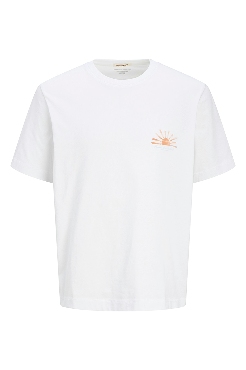 Jack & Jones, Tricou de bumbac cu imprimeu, Portocaliu pal, Alb murdar, Albastru deschis, 116 CM