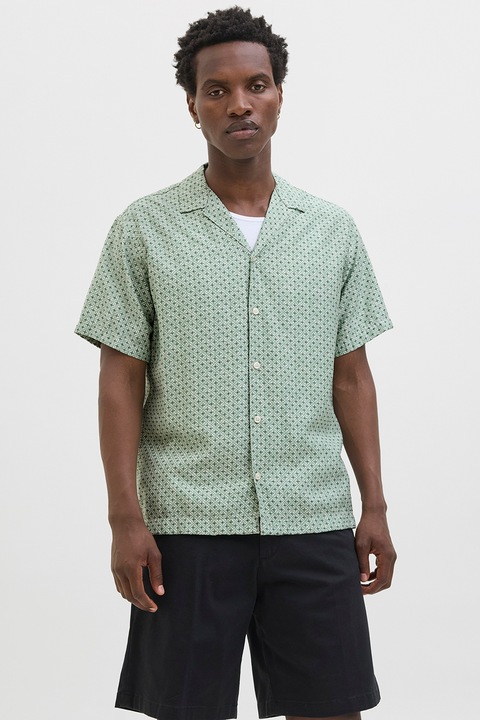 Jack & Jones, Rövid ujjú mintás ing, Spárgazöld