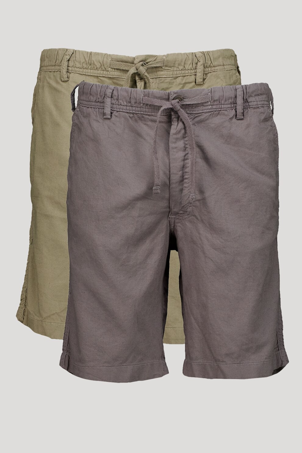 Jack & Jones, Set de pantaloni din amestec de in cu snur de ajustare in talie - 2 piese, Verde feriga, Gri inchis, S