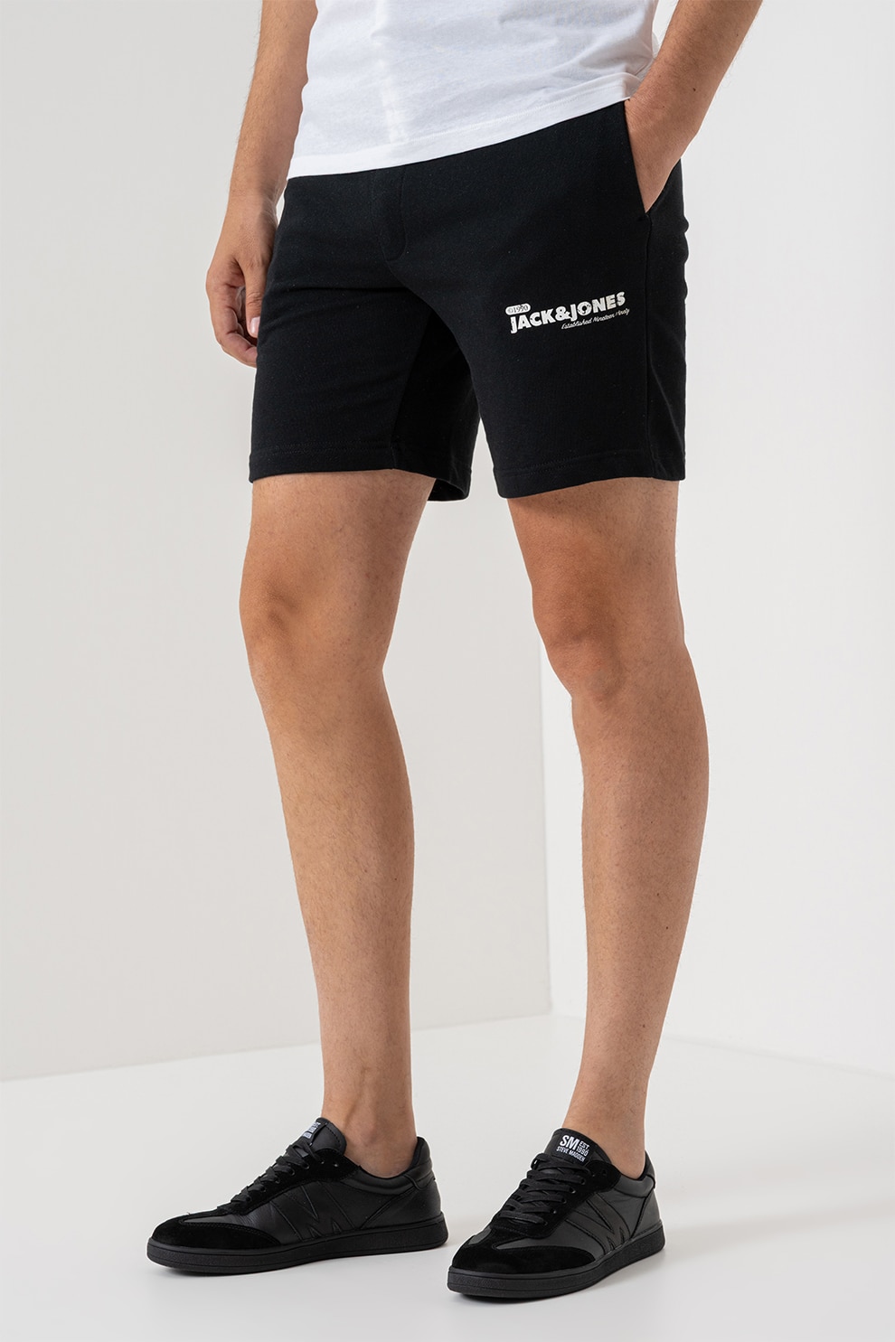 Jack & Jones, Pantaloni de trening cu buzunare laterale, Negru, L
