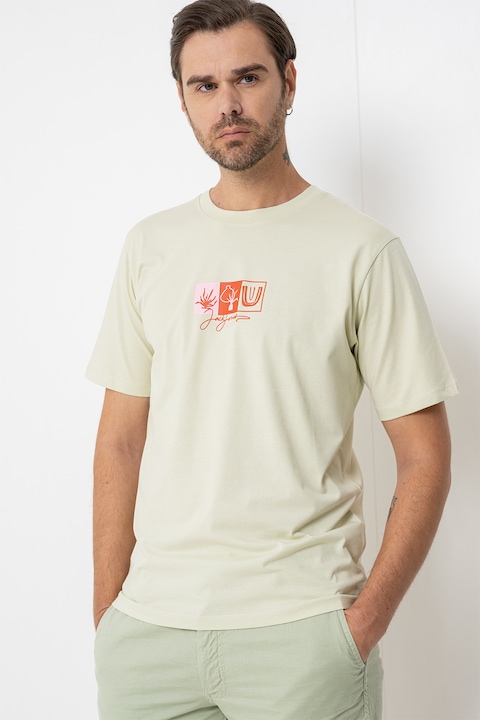 Jack & Jones, Тениска с принт, Пастелнорозов/Бледожълт/Керемидено червено