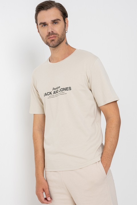 Jack & Jones, Normál fazonú logós póló, Világosbézs