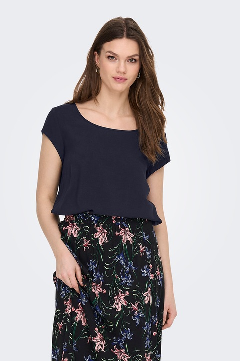 Only, Bluza vaporoasa cu maneci scurte Nova, Albastru ultramarin