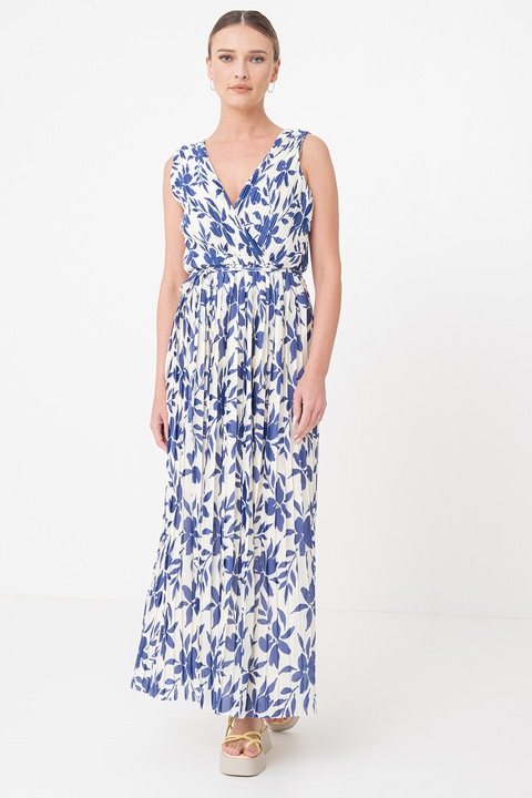 Only, Rochie maxi plisata Elema, Albastru lavanda, Alb murdar, M