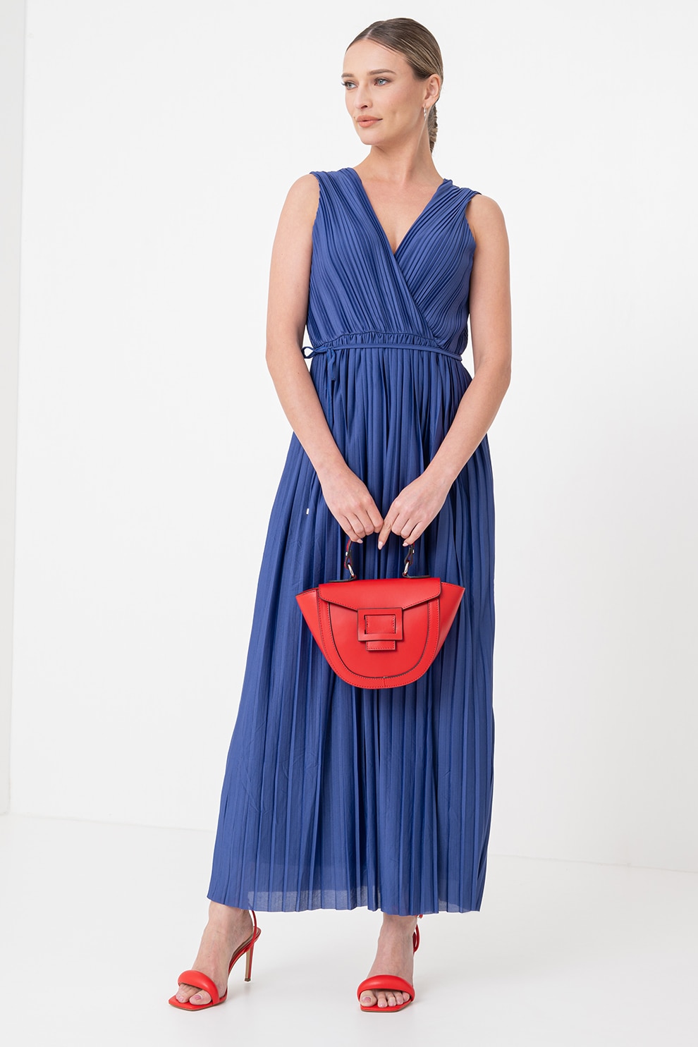 Only, Rochie maxi plisata Elema, Albastru lavanda, L