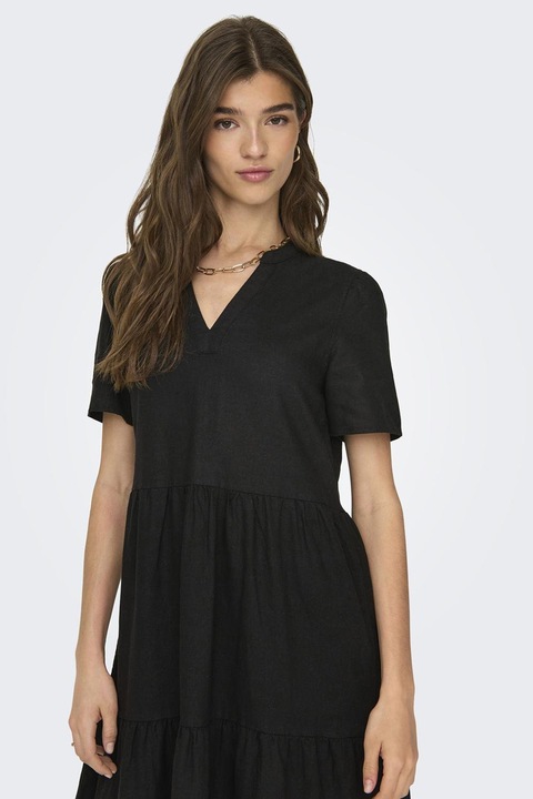 Only, Lentartalmú fodros V-nyakú midiruha, Levendulakék