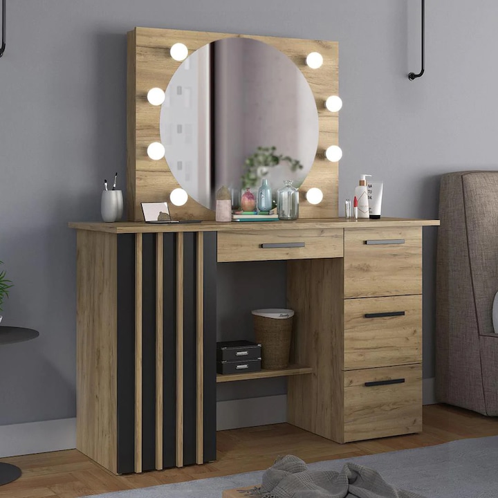 Π’ΠΎΠ°Π»Π΅ΡΠΊΠ° Π·Π° Π³ΡΠΈΠΌ 120x45x140 ΡΠΌ Ρ LED ΠΎΠ³Π»Π΅Π΄Π°Π»ΠΎ ΠΈ 4 ΡΠ΅ΠΊΠΌΠ΅Π΄ΠΆΠ΅ΡΠ°, Π»ΠΎΡΡ ΡΡΠΈΠ», craft and black