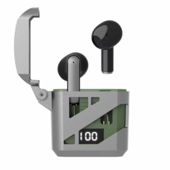 Casti wireless inteligente EM-GT02, Bluetooth 5.3, Ecran LED inteligent, HiFi cu subwoofer, control tactil, microfon HD integrat, autonomie extinsa