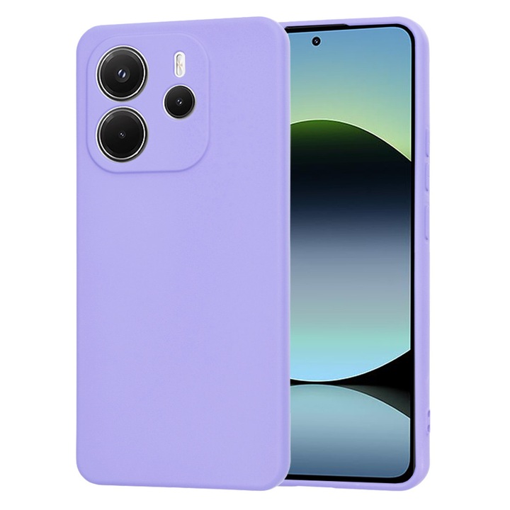 Husa pentru Xiaomi Redmi Note 14 4G Liquid Silicone subtire captusita cu microfibra anti amprenta protectie camera foto Lavanda